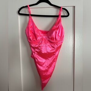 NWOT Satin Pink Bodysuit